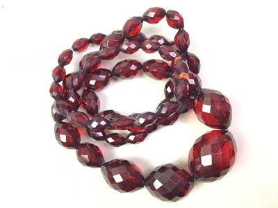 Lot 160 - CHERRY AMBER BEAD NECKLACE