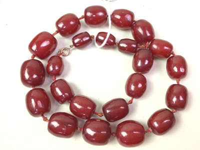 Lot 162 - CHERRY AMBER BEAD NECKLACE