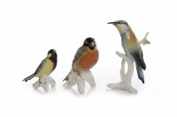 Lot 483 - THREE DRESDEN PORCELAIN MODELS OF BIRDS by...