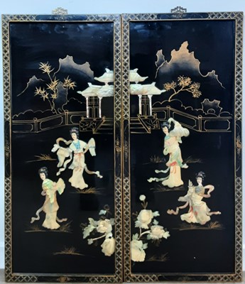 Lot 1430 - TWO CHINESE 'MIRROR EFFECT' WOOD PANELS