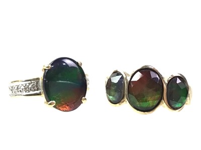 Lot 517 - TWO AMMOLITE DRESS RINGS