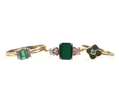 Lot 520 - TWO EMERALD AND DIAMOND DRESS RINGS