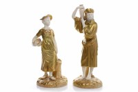 Lot 489 - PAIR OF ROYAL WORCESTER BLUSH IVORY AND GILT...