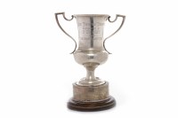 Lot 12 - SILVER TWO HANDLED PRESENTATION TROPHY CUP...