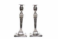 Lot 15 - PAIR OF VICTORIAN SILVER PLATED ADAM REVIVAL...