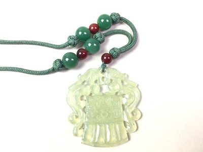 Lot 471 - CHINESE JADE EFFECT PENDANT