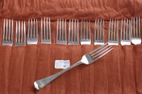 Lot 23 - LOT OF TWELVE SILVER TABLE FORKS various...