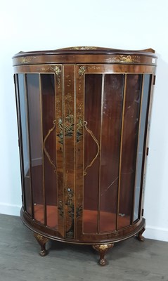 Lot 652 - WALNUT BOW FRONT DISPLAY CABINET