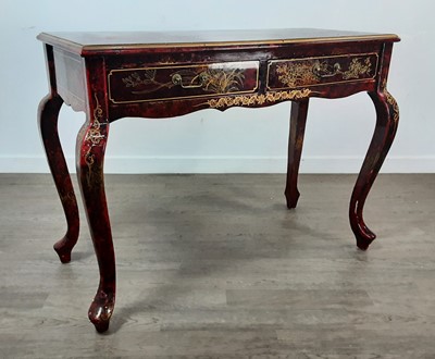 Lot 654 - RED LAQUERED DESK