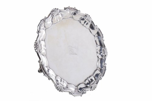 Lot 36 - LATE GEORGE II SILVER SALVER maker 'WH',...