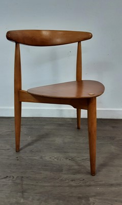Lot 624 - HANS WEGNER FOR FRITZ HANSEN, SET OF SIX FH4103 TEAK AND BIRCH 'HEART' CHAIRS