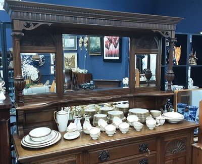 Lot 93 - OAK ARTS & CRAFTS MIRROR BACKED SIDEBOARD