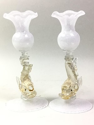 Lot 652 - PAIR OF MURANO CANDLESTICKS