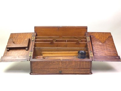 Lot 743 - VICTORIAN OAK STATIONARY BOX