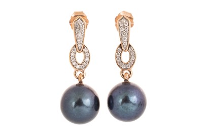 Lot 557 - PAIR OF PEARL DROP EARRINGS