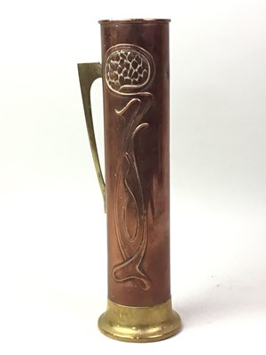 Lot 768 - ART NOUVEAU COPPER AND BRASS VASE