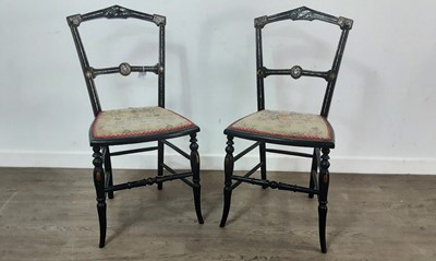 Lot 770 - PAIR OF VICTORIAN PAPIER MACHE CHAIRS