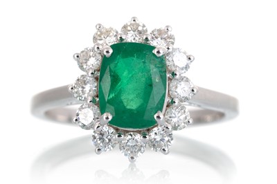 Lot 526 - CERTIFICATED EMERALD AND DIAMOND RING