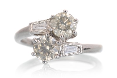 Lot 497 - CERTIFICATED DIAMOND TWO STONE RING