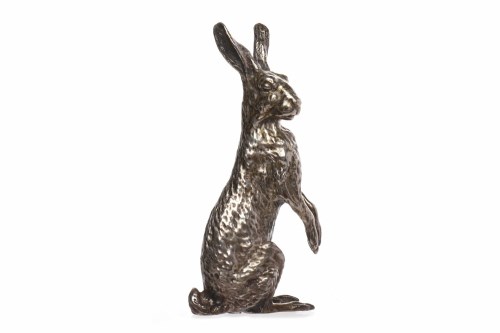 Lot 56 - MODERN SILVER FIGURE OF A SITTING HARE maker...