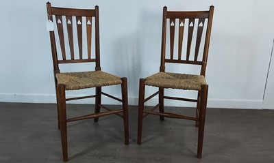 Lot 820 - PAIR OF ARTS & CRAFTS OAK CHAIRS