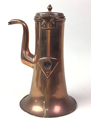 Lot 835 - ARTS & CRAFTS COPPER CHOCOLATE POT