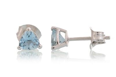 Lot 576 - PAIR OF AQUAMARINE STUD EARRINGS