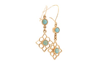 Lot 584 - PAIR OF TURQUOISE DROP EARRINGS