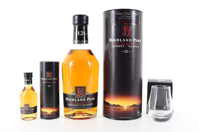 Lot 2 - HIGHLAND PARK 12 YEAR OLD 1990S WITH MATCHING MINIATURE AND GLASS