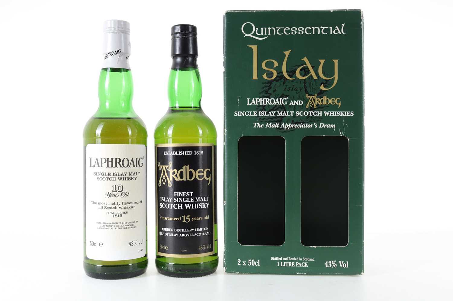 Lot 54 - QUINTESSENTIAL ISLAY PACK - LAPHROAIG 10 YEAR OLD 50CL AND ARDBEG 15 YEAR OLD 50CL