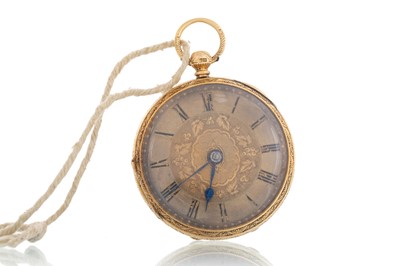 Lot 852 - EIGHTEEN CARAT GOLD OPEN FACE FOB WATCH