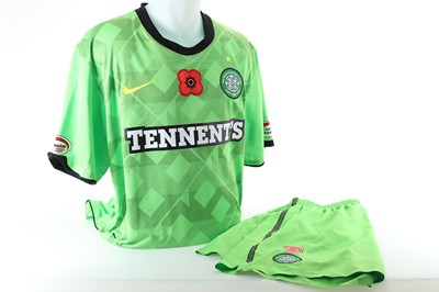 Lot 1731 - DANIEL MAJSTOROVIC OF CELTIC F.C., POPPY APPEAL JERSEY AND SHORTS