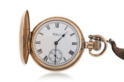 Lot 859 - ROLLED GOLD HUNTER CASED POCKET WATCH