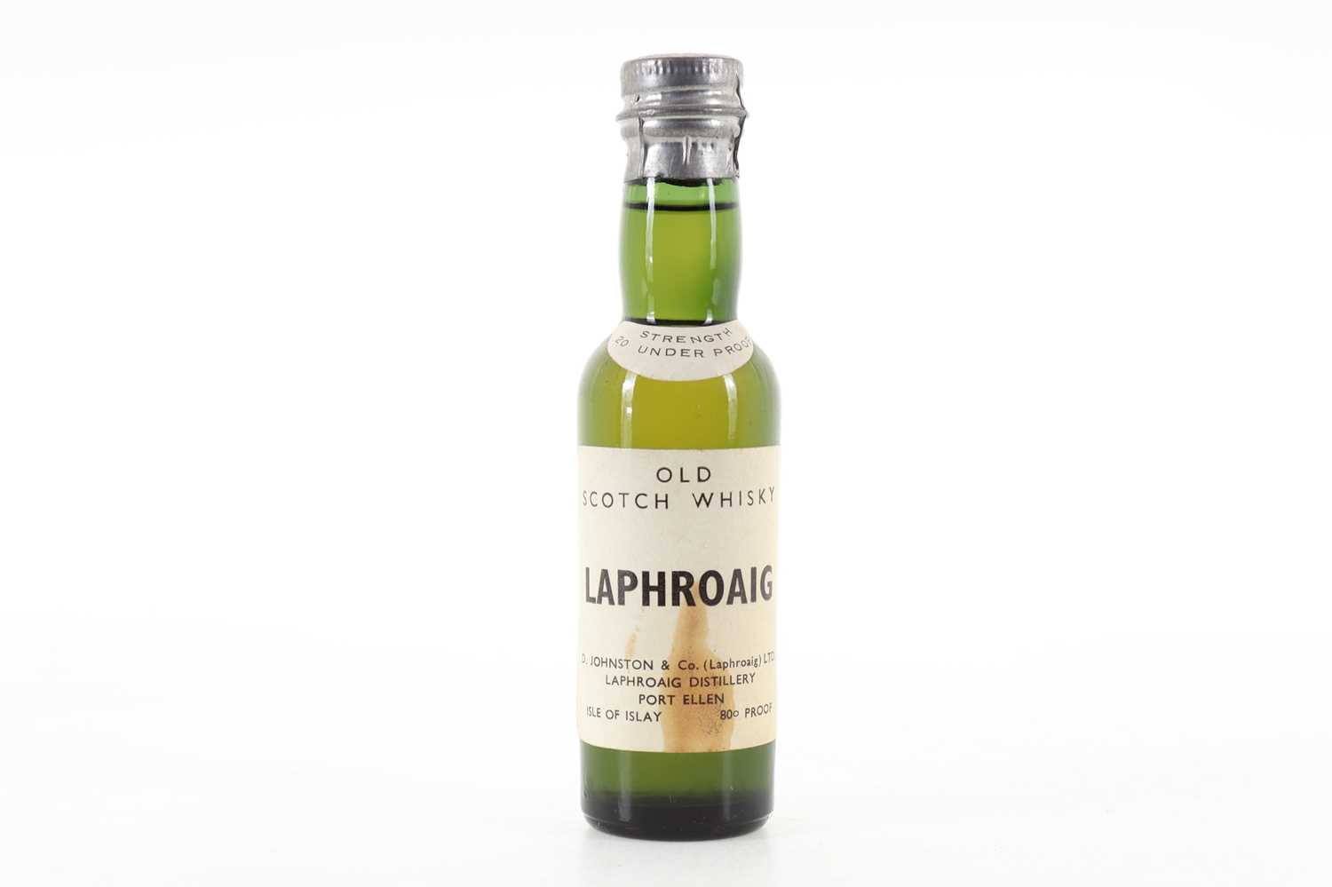 Lot 80 - LAPHROAIG 1960S '20 UNDER PROOF' 1960S MINIATURE