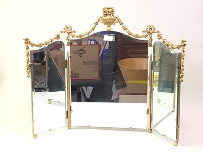 Lot 42 - GILT FRAMED TRIPTYCH DRESSING TABLE MIRROR