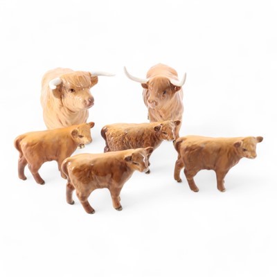 Lot 1368 - BESWICK, SIX HIGHLAND CATTLE FIGURES