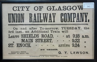 Lot 262 - ORIGINAL FRAMED RAILWAY NOTICE