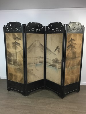 Lot 208 - JAPANESE EBONISED FOUR-FOLD SCREEN