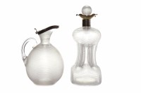 Lot 101 - EDWARDIAN SILVER TOPPED RIBBED GLASS DECANTER...