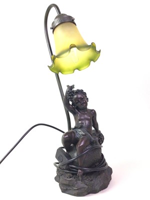 Lot 231 - REPRODUCTION BRONZE EFFECT CHERUB FIGURE LAMP