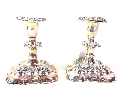 Lot 235 - PAIR OF SILVER PLATED CANDLESTICKS