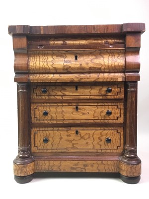 Lot 257 - APPRENTICE PIECE SCOTTISH OGEE CHEST OF DRAWERS, `