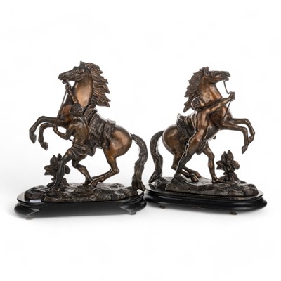 Lot 1418 - PAIR OF FRENCH STYLE MARLY HORSES