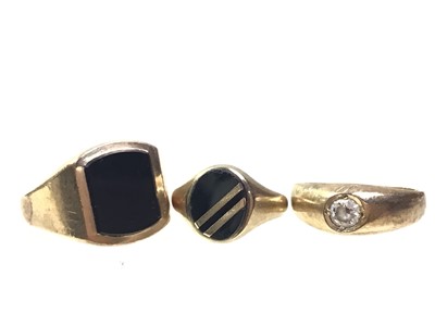 Lot 314 - THREE GOLD SIGNET RINGS