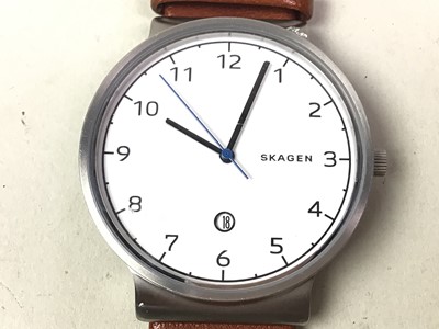 Lot 378 - THREE SKAGEN WRIST WATCHES