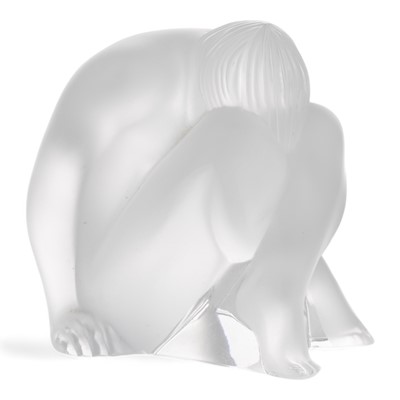 Lot 1423 - LALIQUE FRANCE, 'NUDE REVE' FROSTED GLASS FIGURE