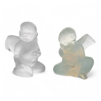 Lot 1425 - LALIQUE FRANCE, TWO PUTTI GLASS FIGURES