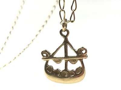 Lot 343 - OLA GORIE, VIKING BOAT PENDANT ON CHAIN