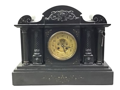 Lot 101 - FRENCH BLACK SLATE MANTEL CLOCK