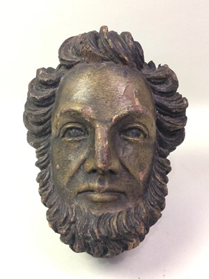 Lot 402 - CARVED WOODEN BUST